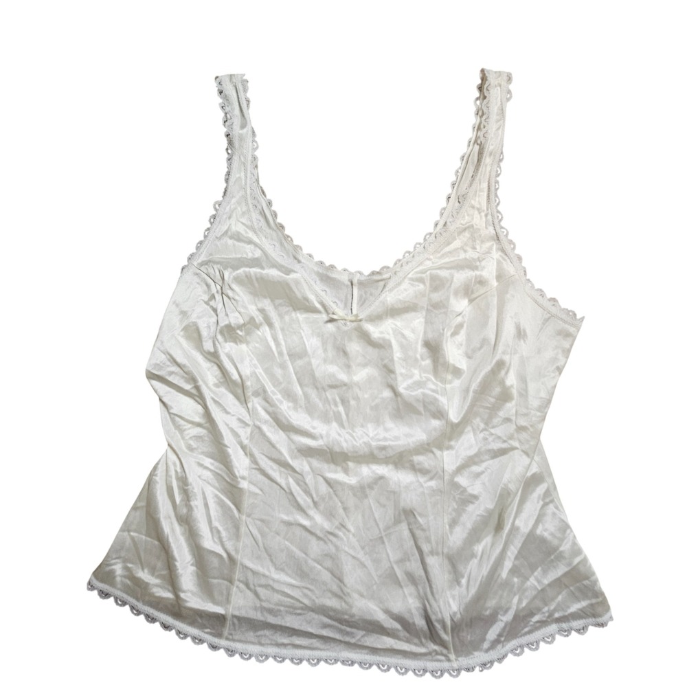 Adonna Satin Lace Trim Cami Top 38 Antron III‎ Nylon Lingerie Slip Coquette VTG - Picture 5 of 8